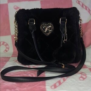 Chic Black Faux Fur Shoulder Bag